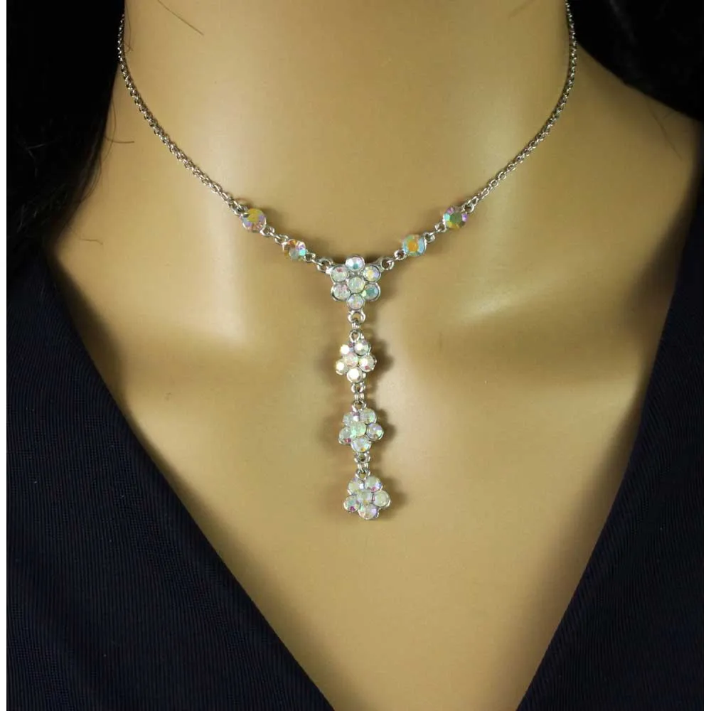 Aurora Borealis Crystal Daisies Y Necklace - RSN328