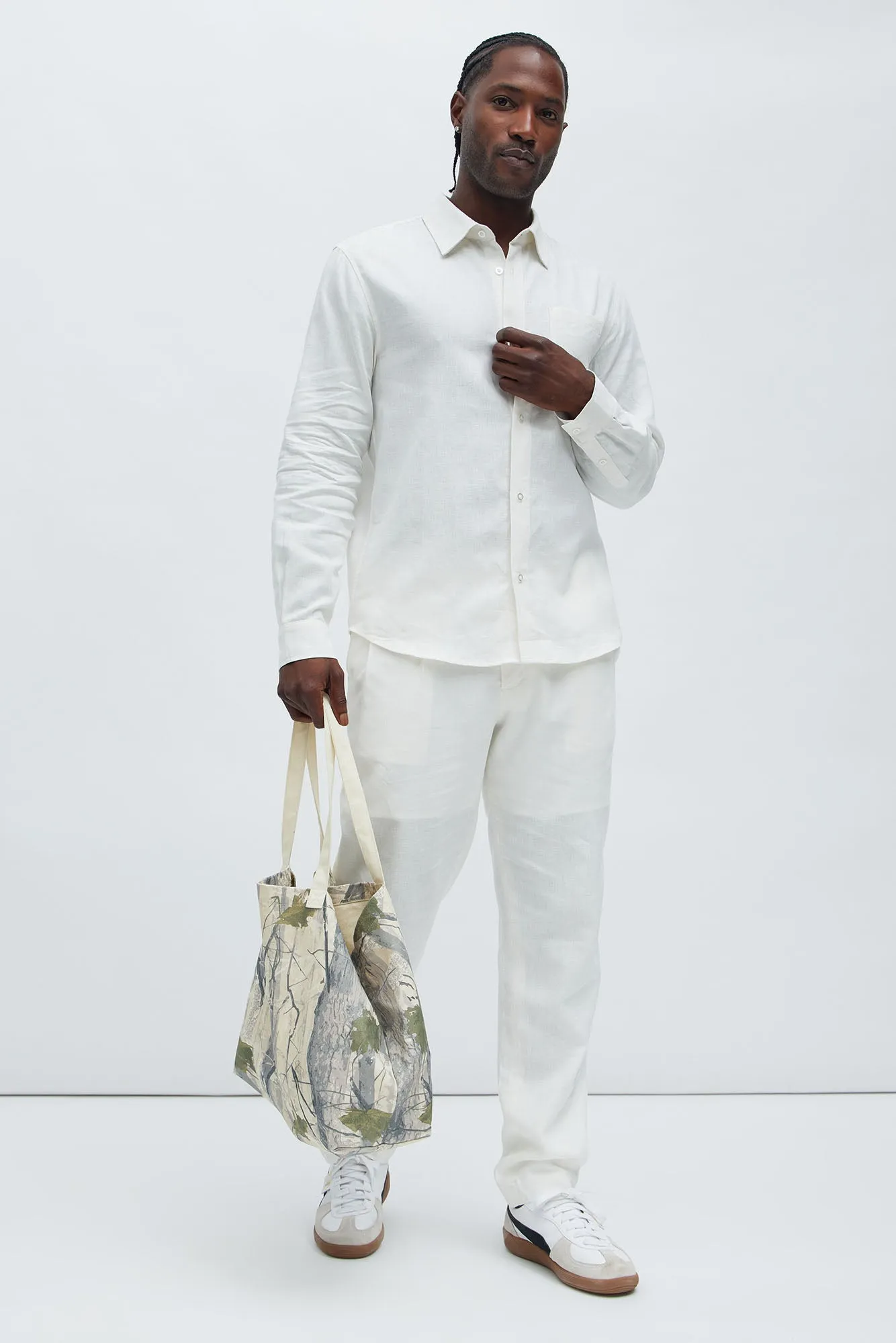 Bahamas Linen Long Sleeve Shirt - White