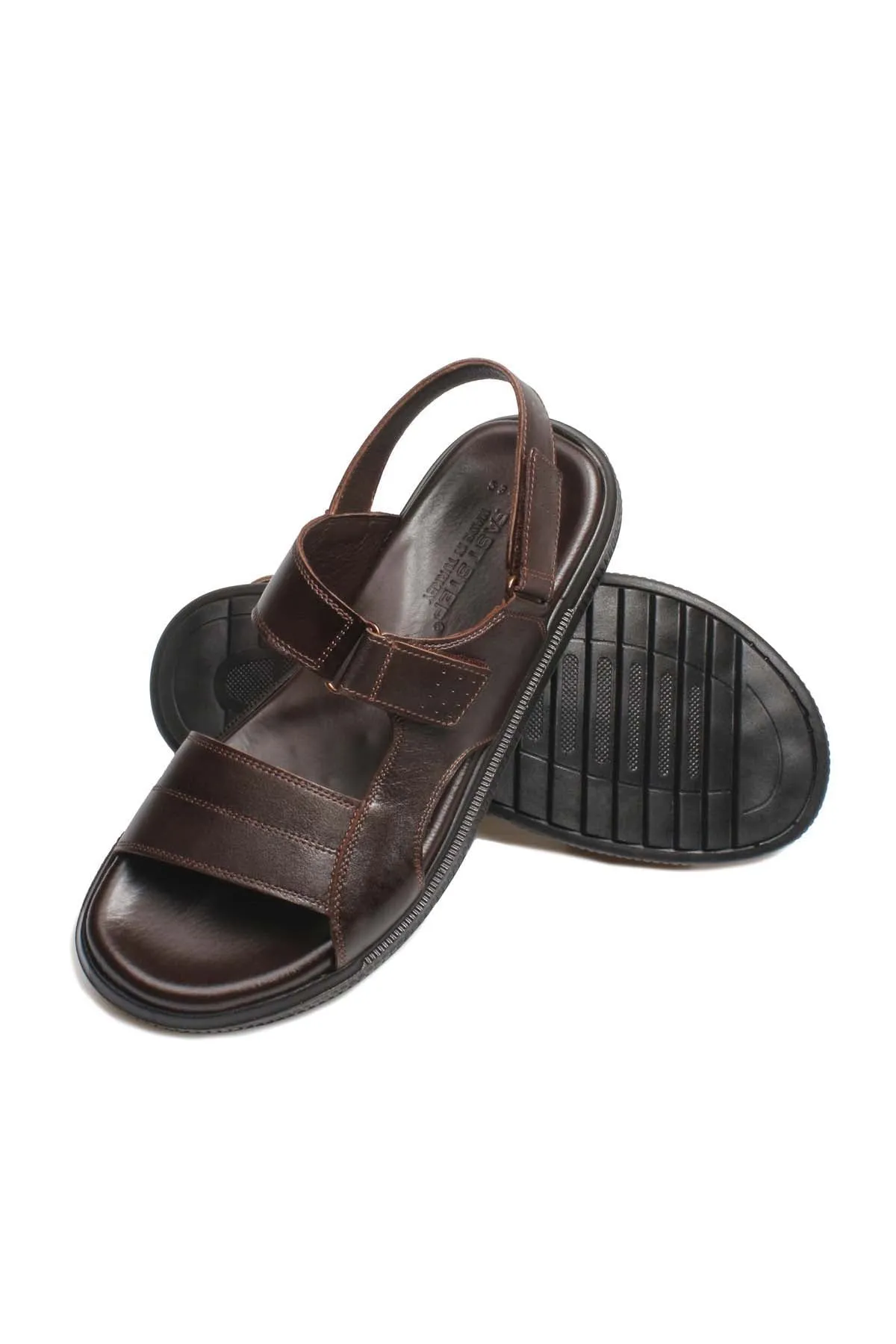 Brown Leather Velcro Sandals Wessi