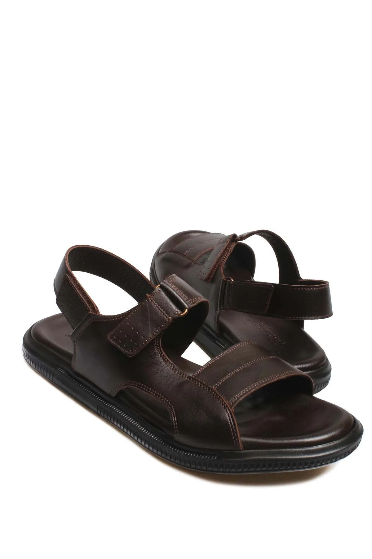 Brown Leather Velcro Sandals Wessi