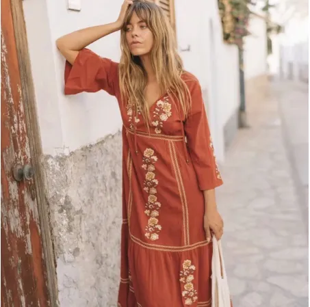 Cotton Embroidered Maxi Dress