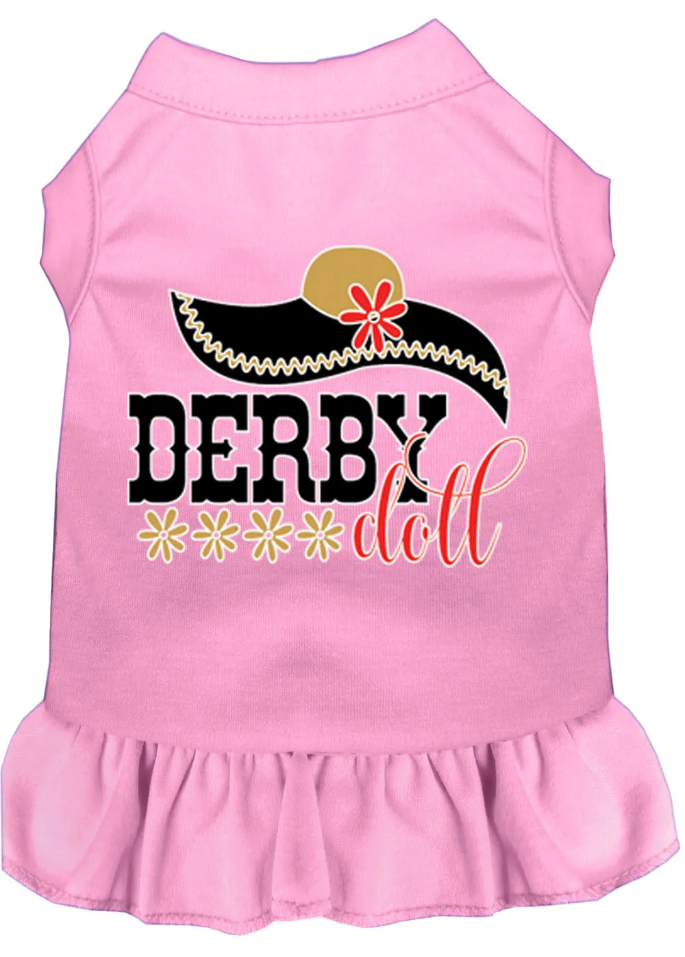 Derby Doll Screen Print Dog Dress Light Pink Xl (16)