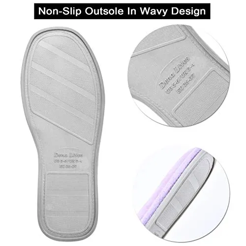 DL Open Toe Slippers for women Indoor, Cozy Memory Foam Womens House Slippers Summer Slip On, Comfy Soft Flannel Womens Bedroom Slippers Slide Breathable Size 7-8 Lilac