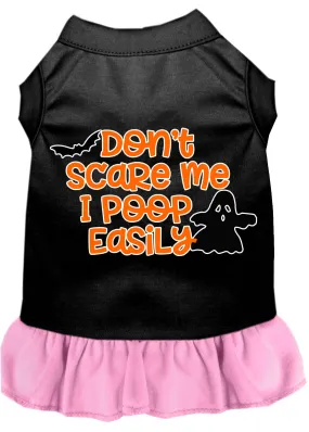 Don't Scare Me, Poops Easily Screen Print Dog Dress Black With Light Pink Xxl