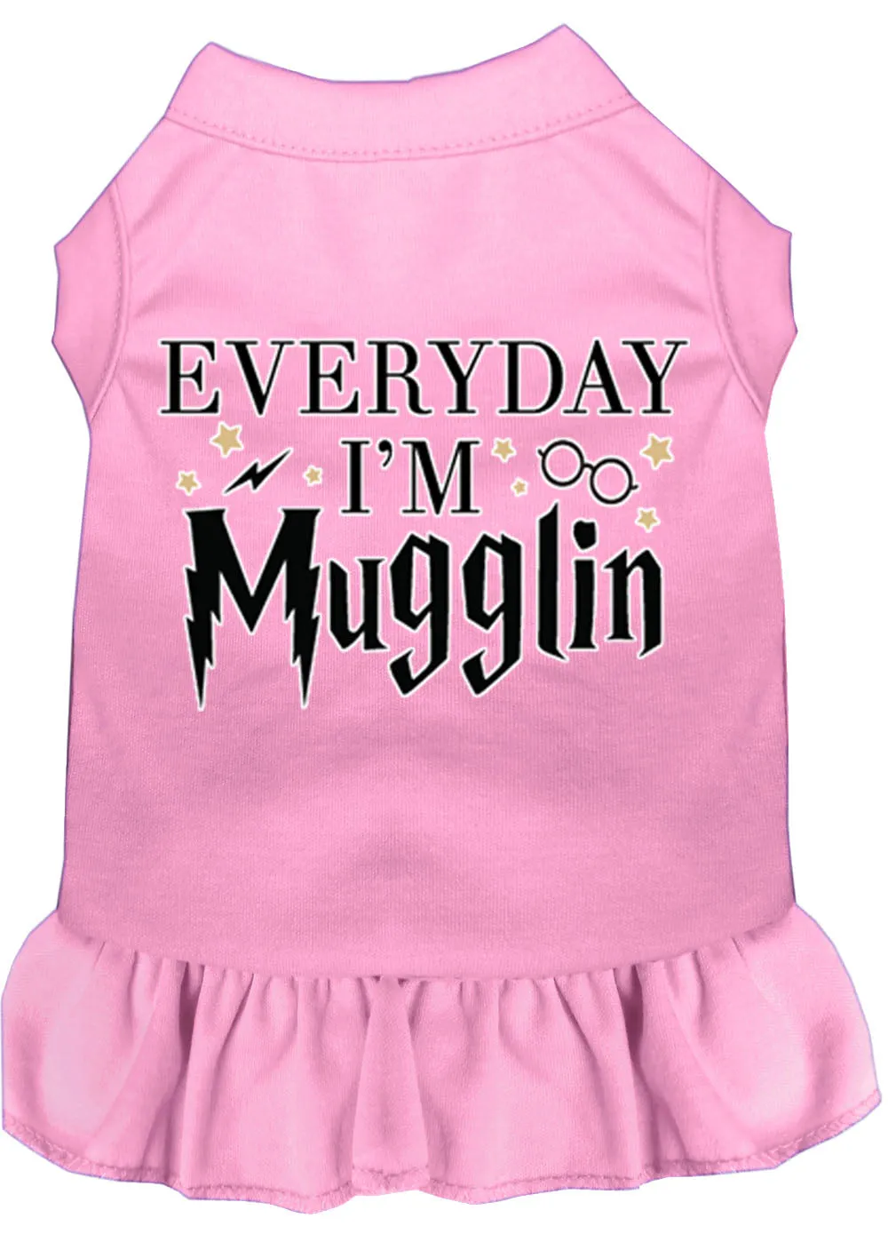 Everyday I'm Mugglin Screen Print Dog Dress Light Pink Xs (8)