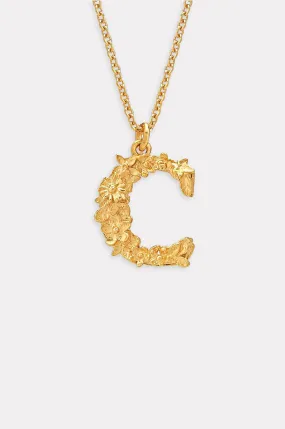 Floral Letter C Necklace Gold Plate