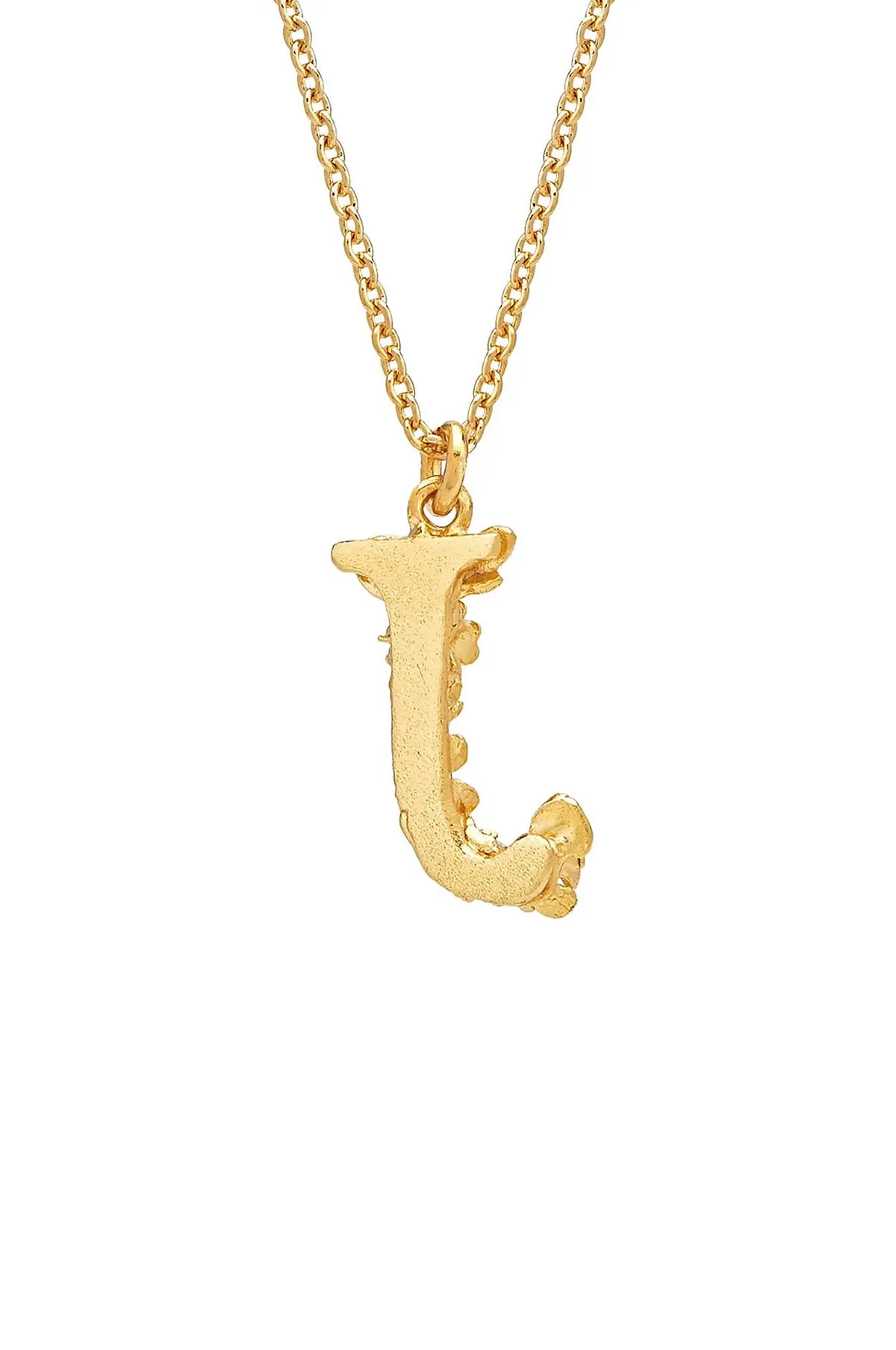 Floral Letter J Necklace Gold Plate