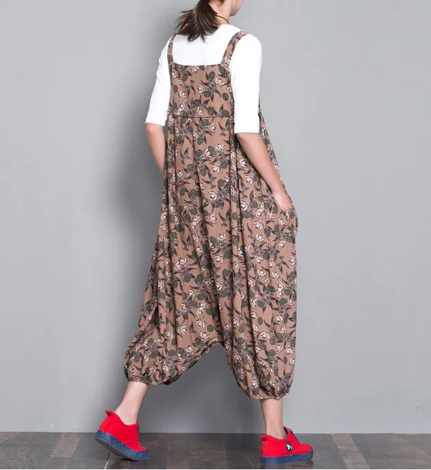 Floral Loose Denim Casual Spring Denim Overall Women Jumpsuits QY09