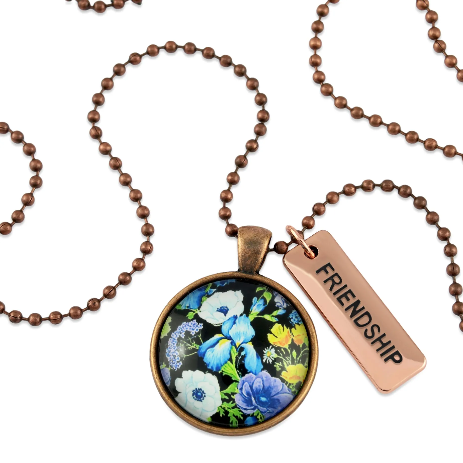 FLORAL WONDERS - Vintage Copper 'FRIENDSHIP' Necklace - Blossy (10713)