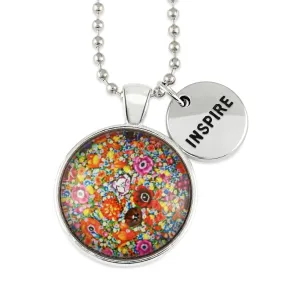 FLORAL WONDERS - Vintage Silver 'INSPIRE' Necklace - Flower Patch (10843)