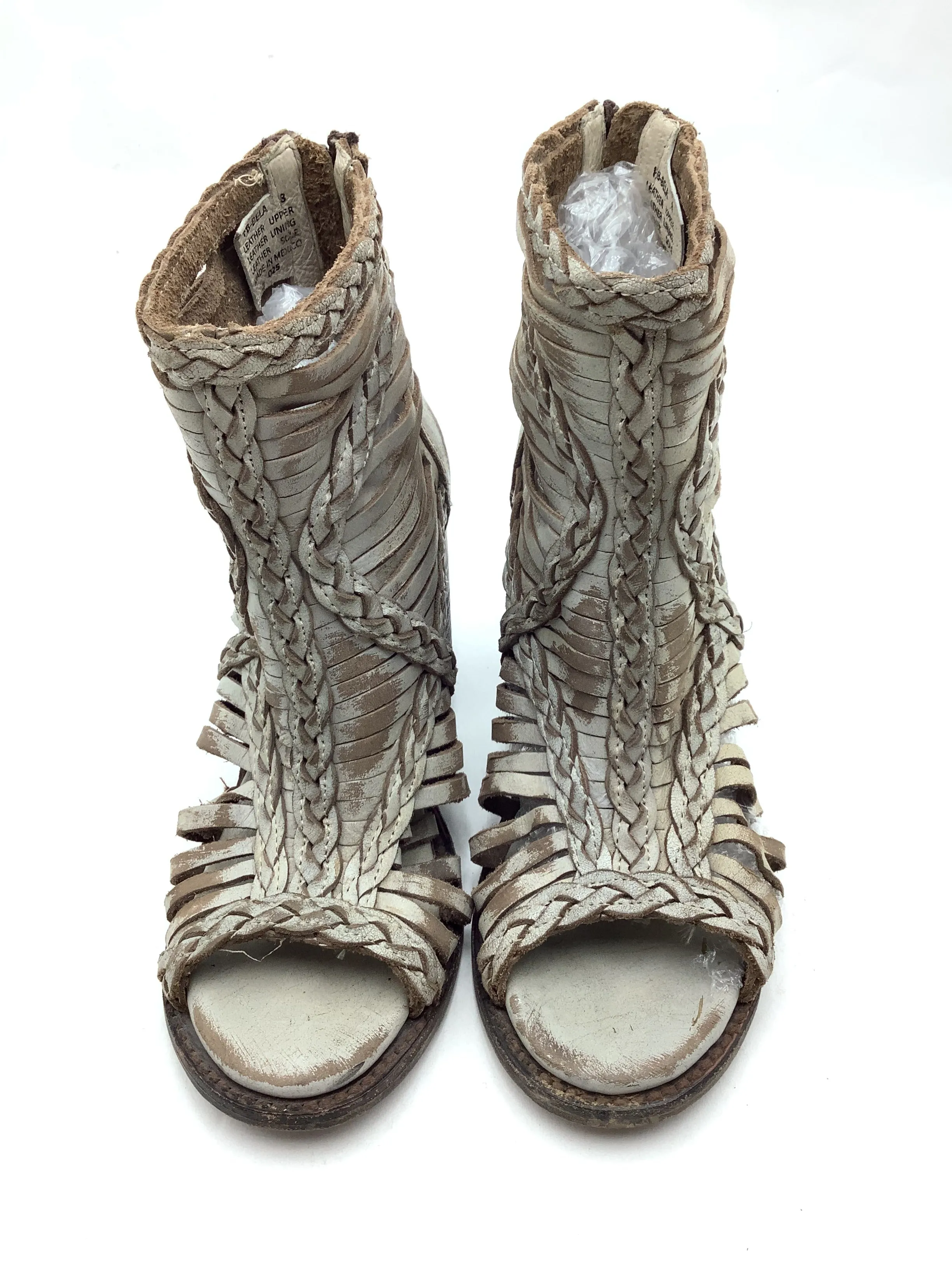 Free Bird Bella Sandal Tan Distressed Leather Braided Open Toe Size: 8