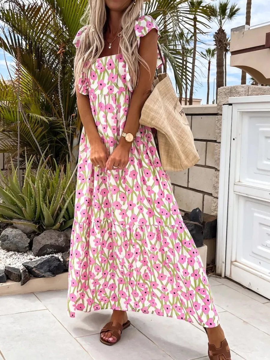 Garden Blossom Floral Print Maxi Dress