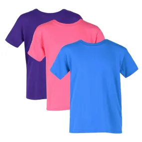 Gildan Girl's Crew Neck Cotton Tee Shirt (Pack of 3)