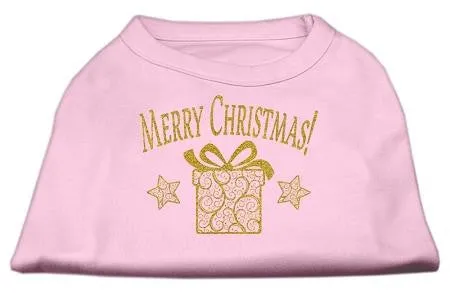 Golden Christmas Present Dog Shirt Light Pink Sm (10)