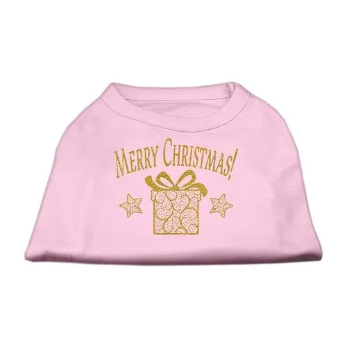 Golden Christmas Present Dog Shirt Light Pink Sm (10)