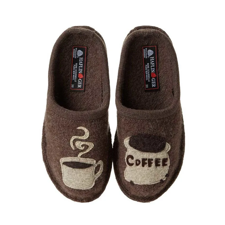 Haflinger Unisex Coffee Slippers with Soft Sole