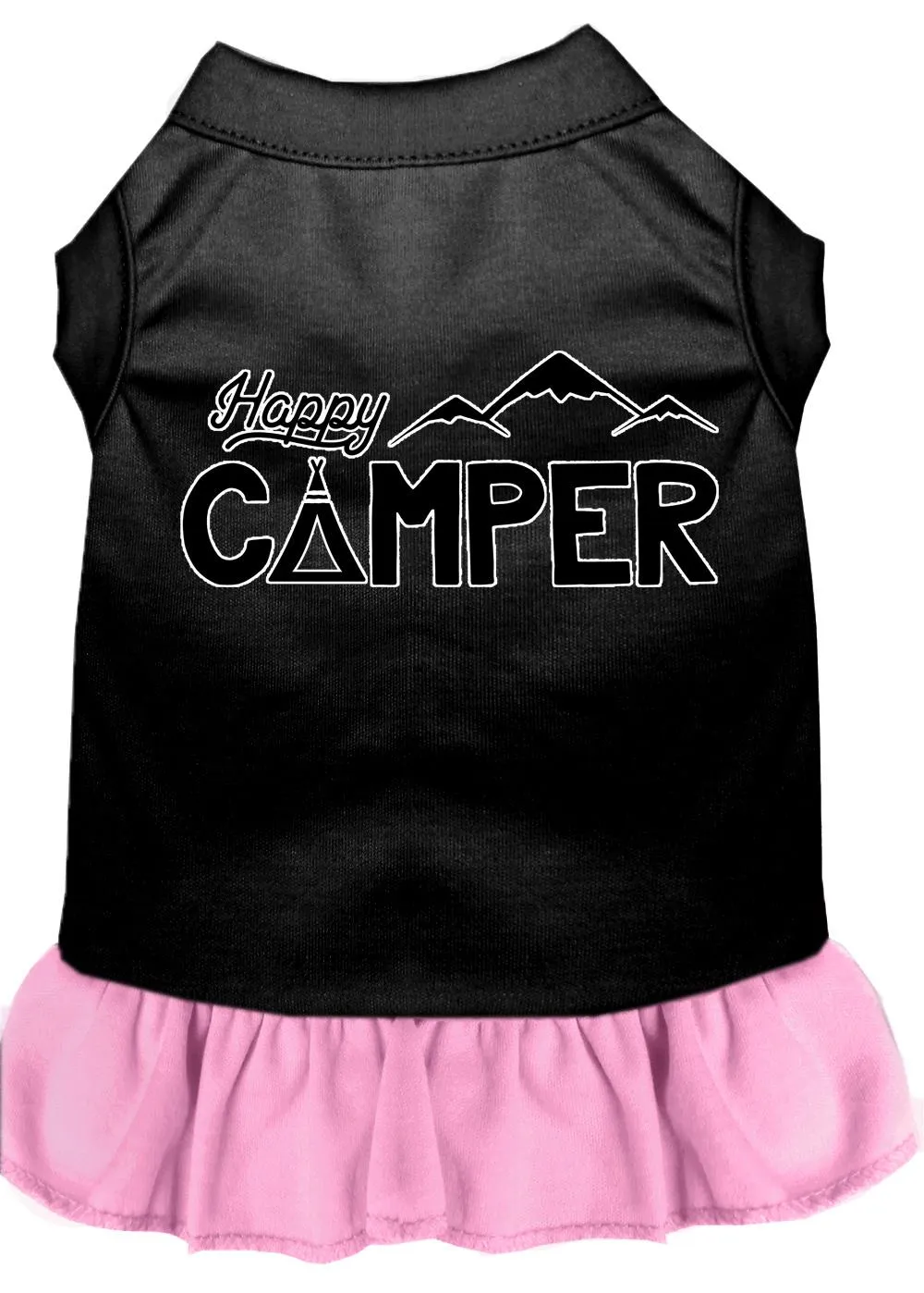 Happy Camper Screen Print Dog Dress Black With Light Pink Xxl (18)