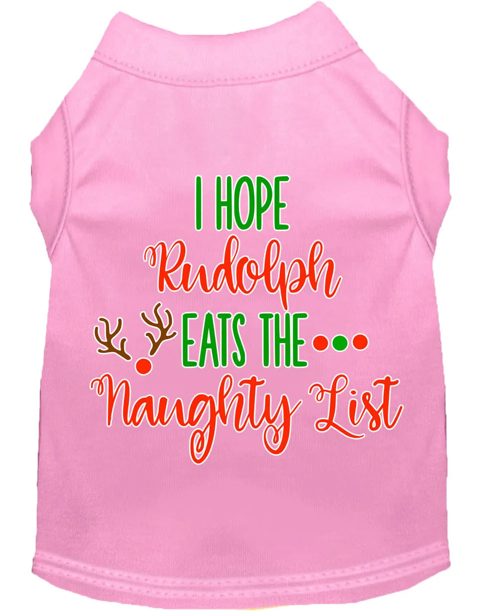 Hope Rudolph Eats Naughty List Screen Print Dog Shirt Light Pink Med