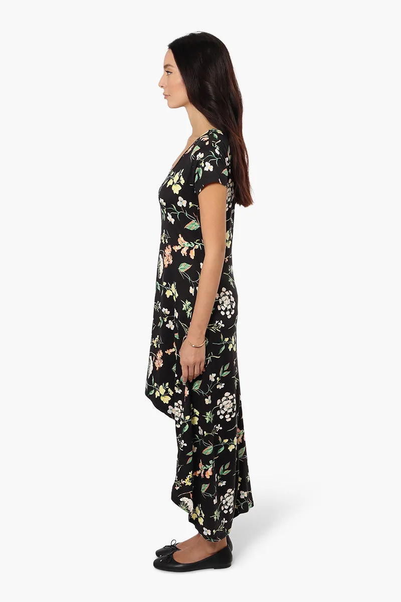 International INC Company Floral High Low Maxi Dress - Black