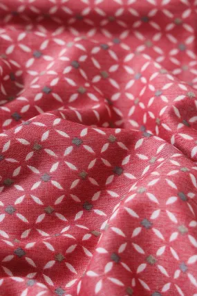 Light Maroon And White Geometric Pattern On Pure Rayon Fabric