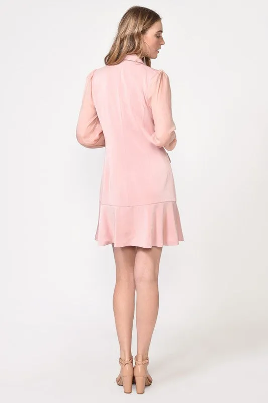 Light Pink Candice Organza Sleeve Blazer Dress