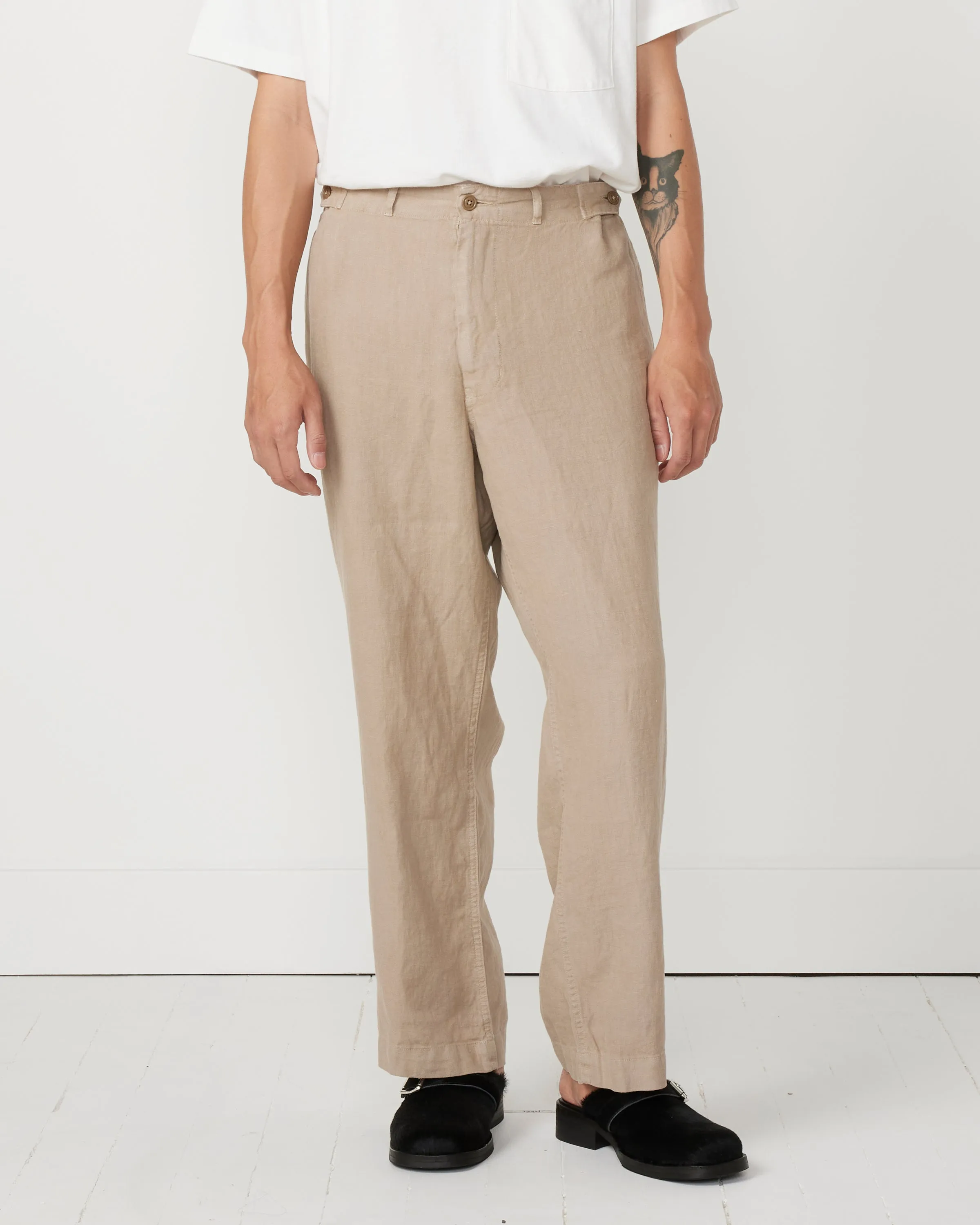 Linen Tab Trouser in Desert