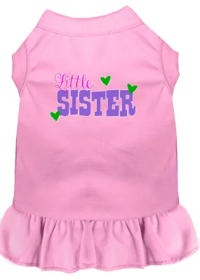 Little Sister Screen Print Dog Dress Light Pink Lg