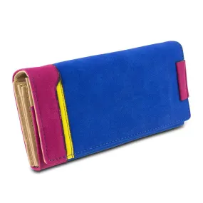 Mad Style Color Block Suede Wallet, Blue