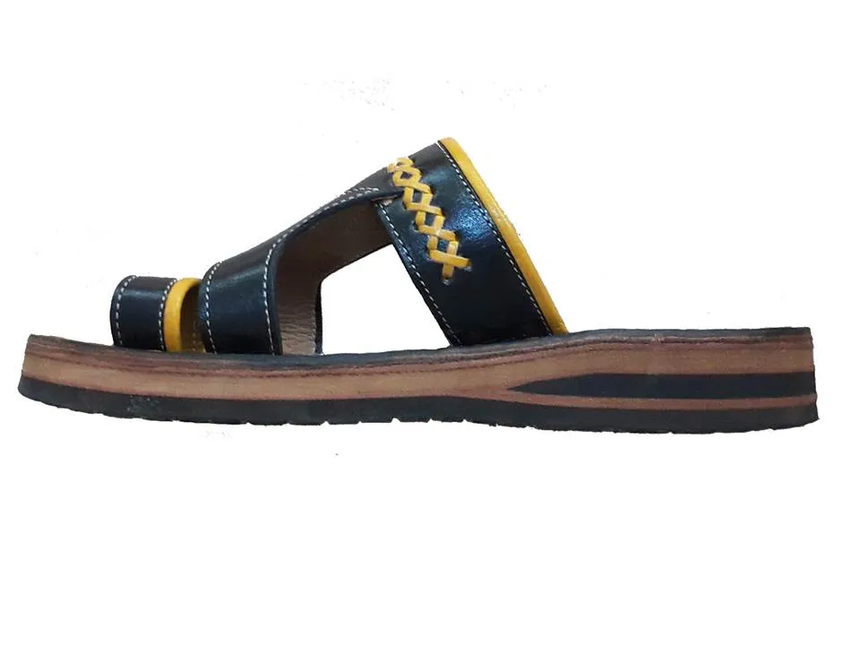 Mens Leather Sandal - Black - Jbala