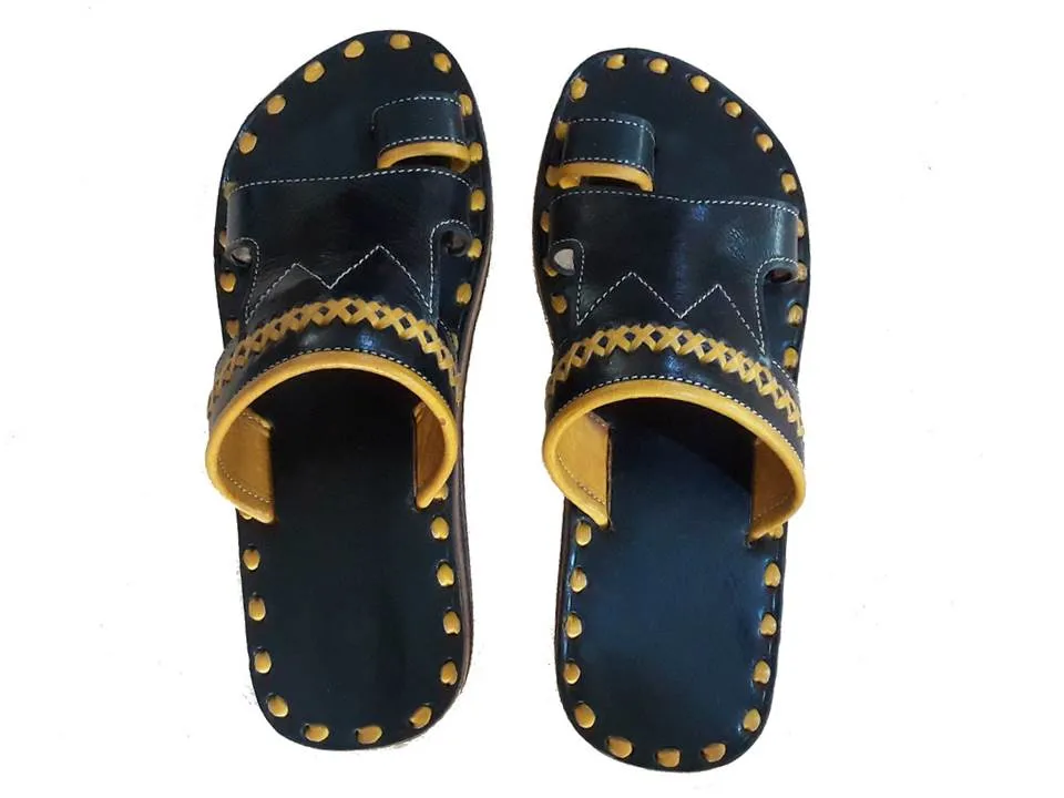 Mens Leather Sandal - Black - Jbala