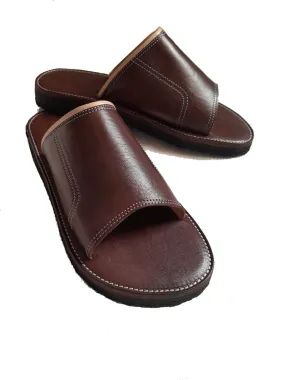 Mens Leather Sandal - Brown Caramel - Aabid