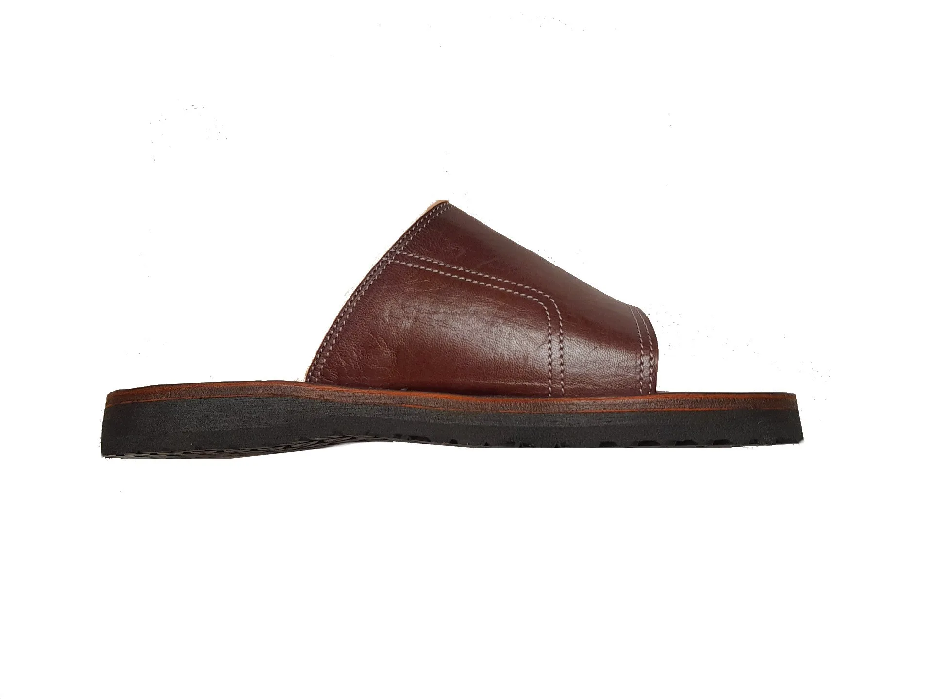 Mens Leather Sandal - Brown Caramel - Aabid