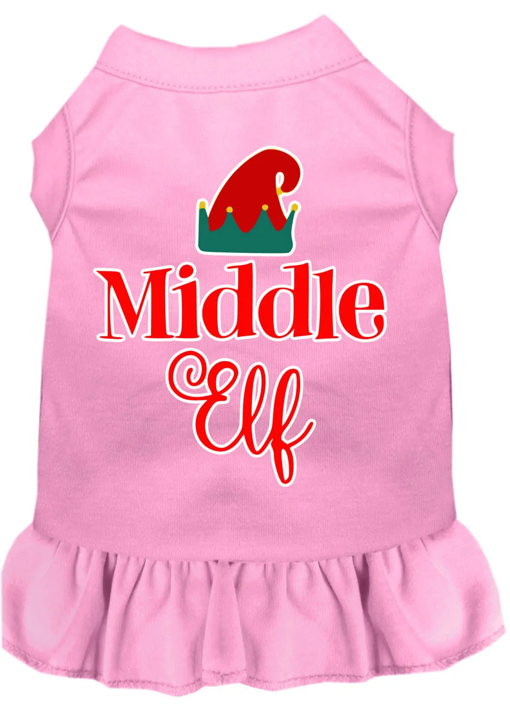 Middle Elf Screen Print Dog Dress Light Pink Med