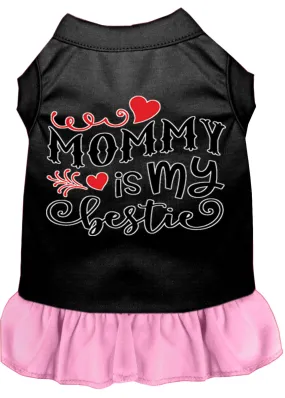 Mommy Is My Bestie Screen Print Dog Dress Black With Light Pink Xxl (18)