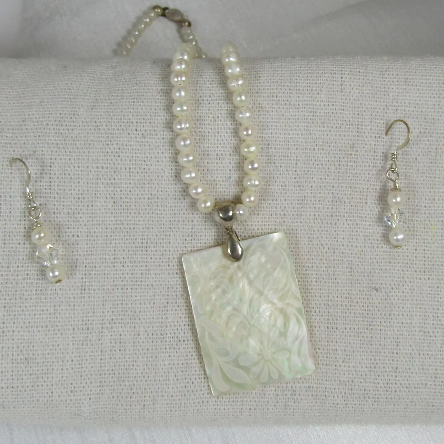 Mother of Pearl Necklace and Earrings _ Jewelry Set