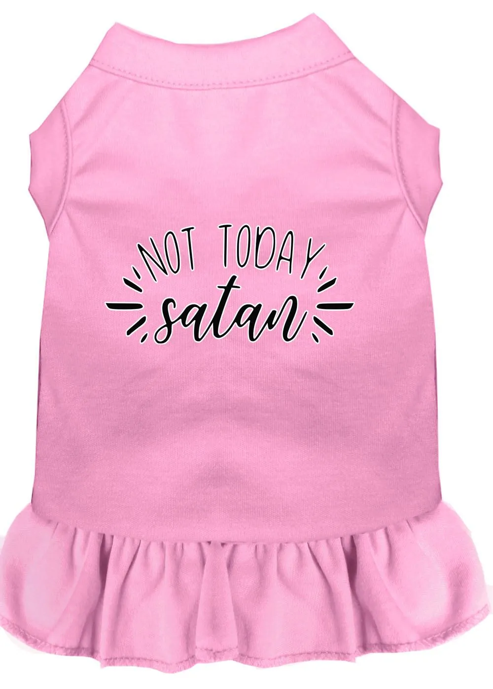 Not Today Satan Screen Print Dog Dress Light Pink Med (12)