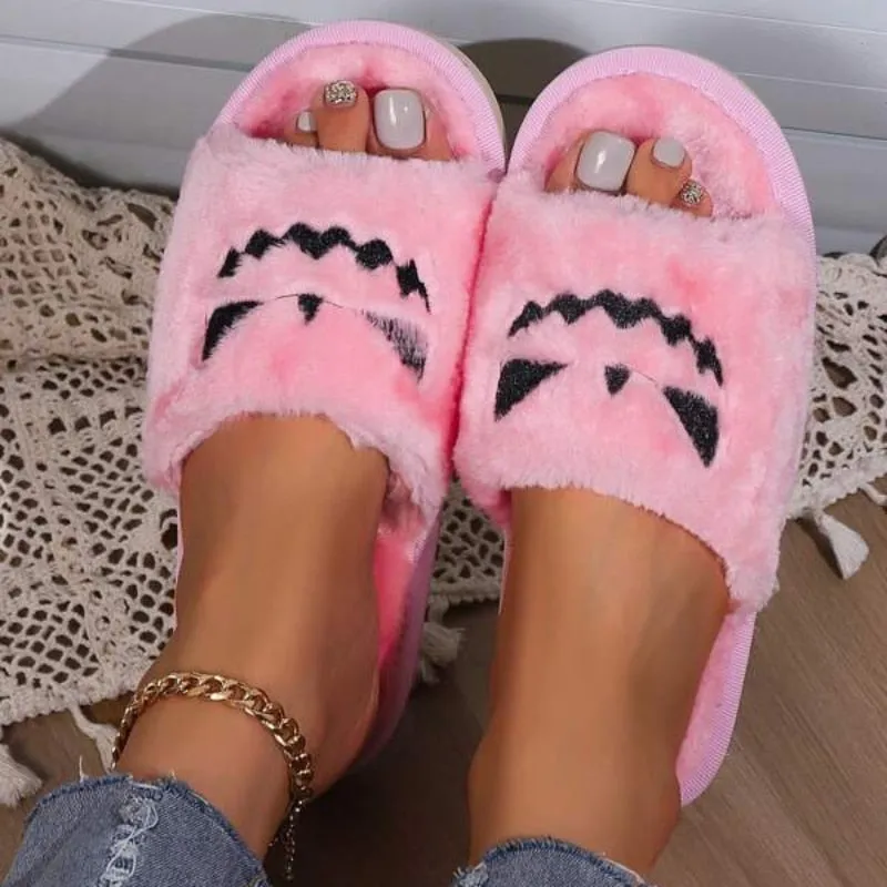 Pink Pumpkin Plush Slippers