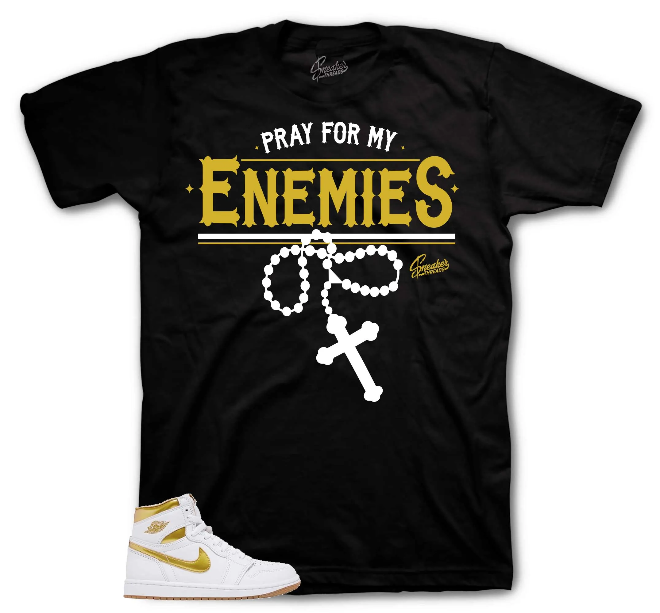 Retro 1 White Metallic Gold Enemies Shirt