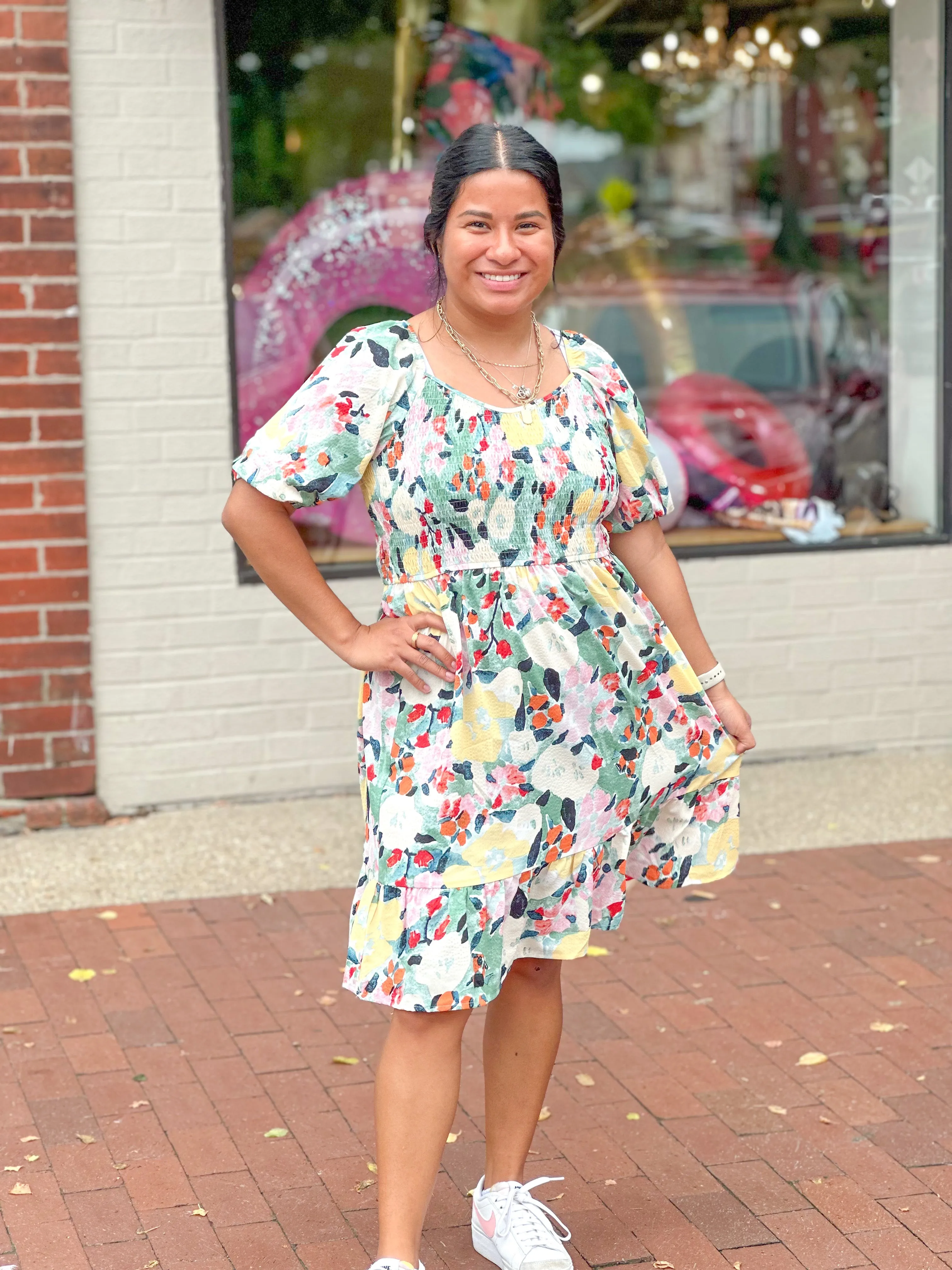 Sage Floral Printed Dress