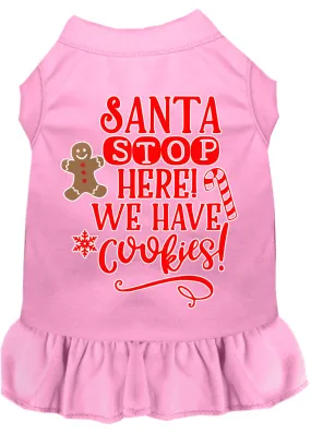 Santa, We Have Cookies Screen Print Dog Dress Light Pink Xs