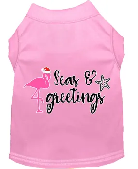 Seas And Greetings Screen Print Dog Shirt Light Pink Xl