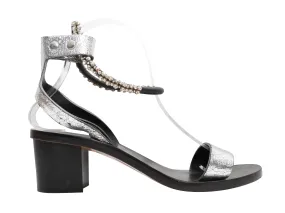 Silver & Black Isabel Marant Jaeryn Crystal-Embellished Sandals Size 37