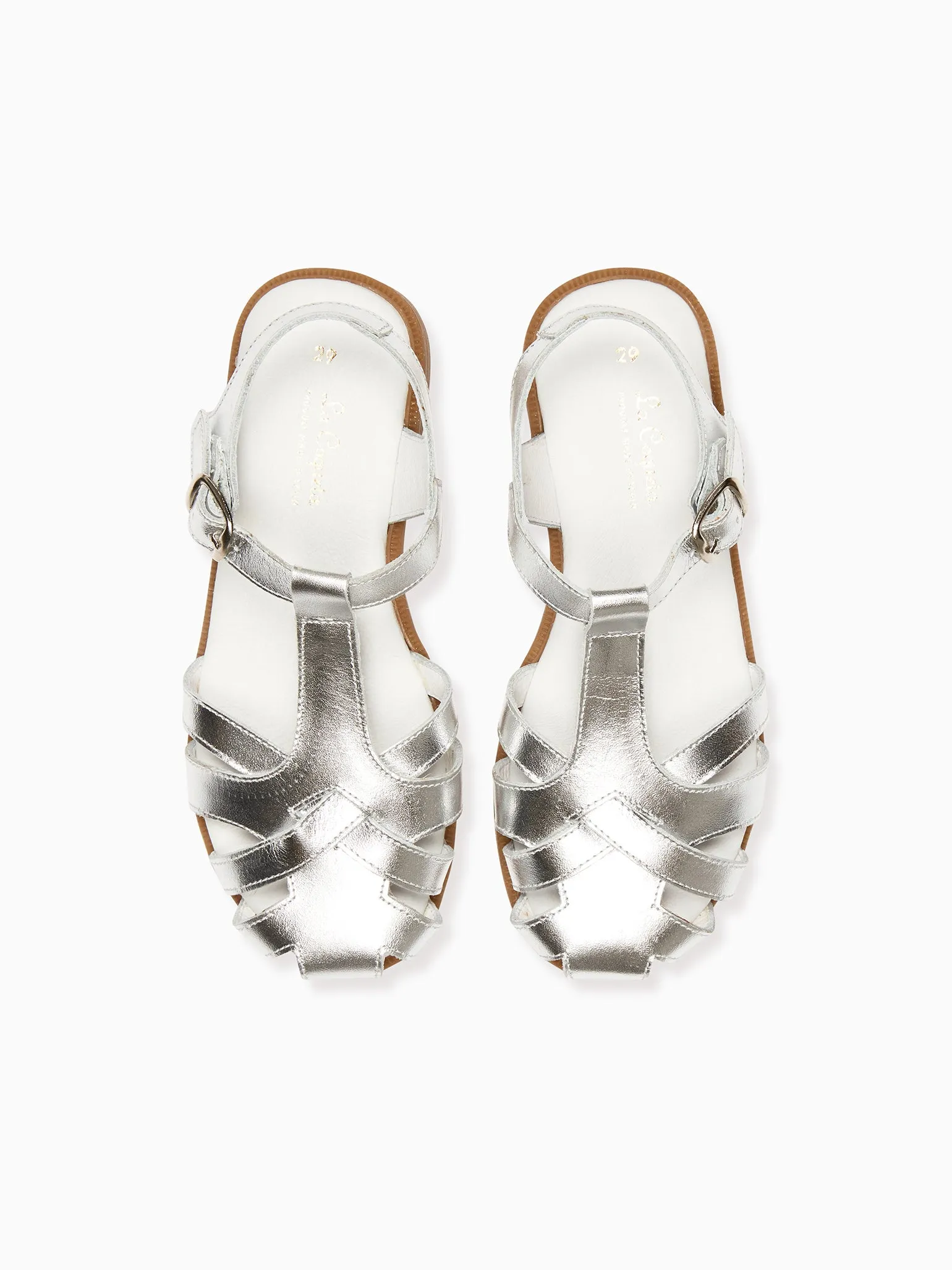 Silver Sofia Leather Girl Sandals