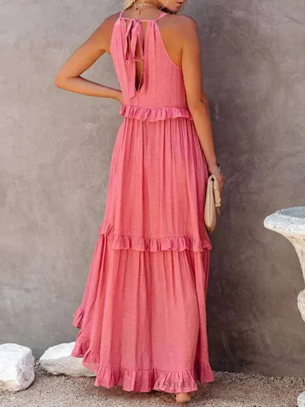 Sleeveless Ruffle Maxi Dress