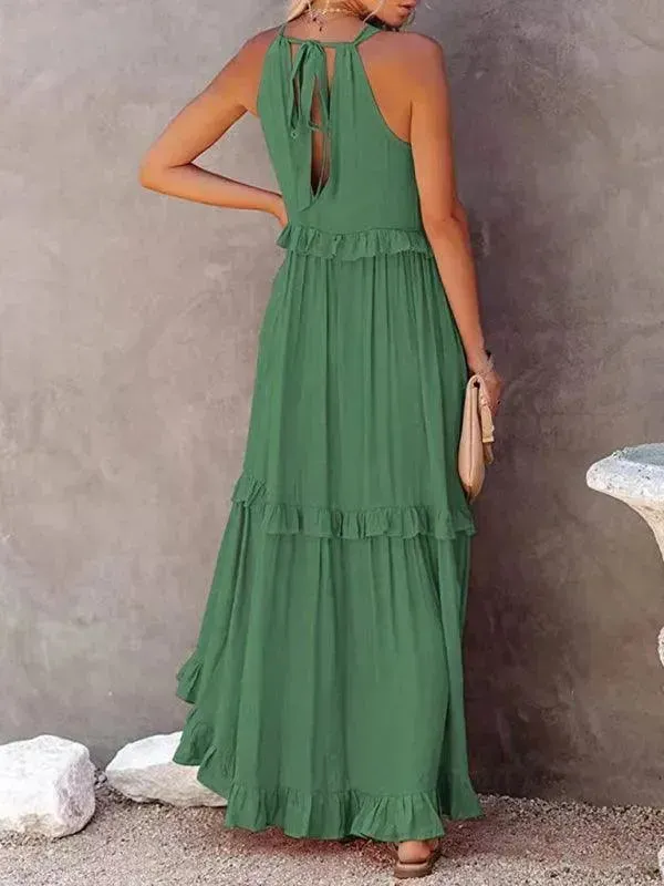 Sleeveless Ruffle Maxi Dress