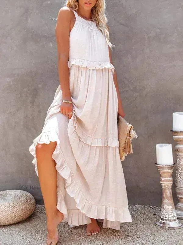 Sleeveless Ruffle Maxi Dress