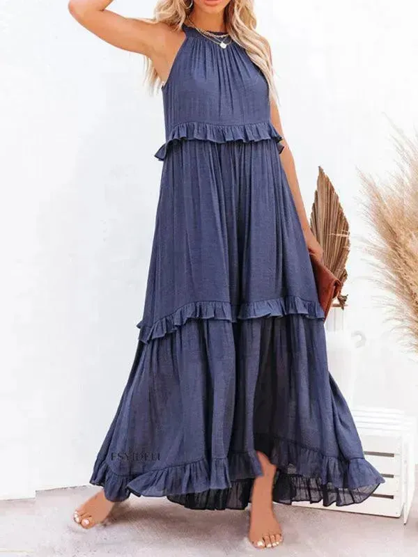 Sleeveless Ruffle Maxi Dress