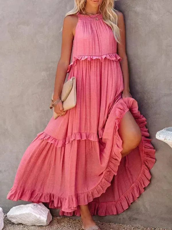 Sleeveless Ruffle Maxi Dress