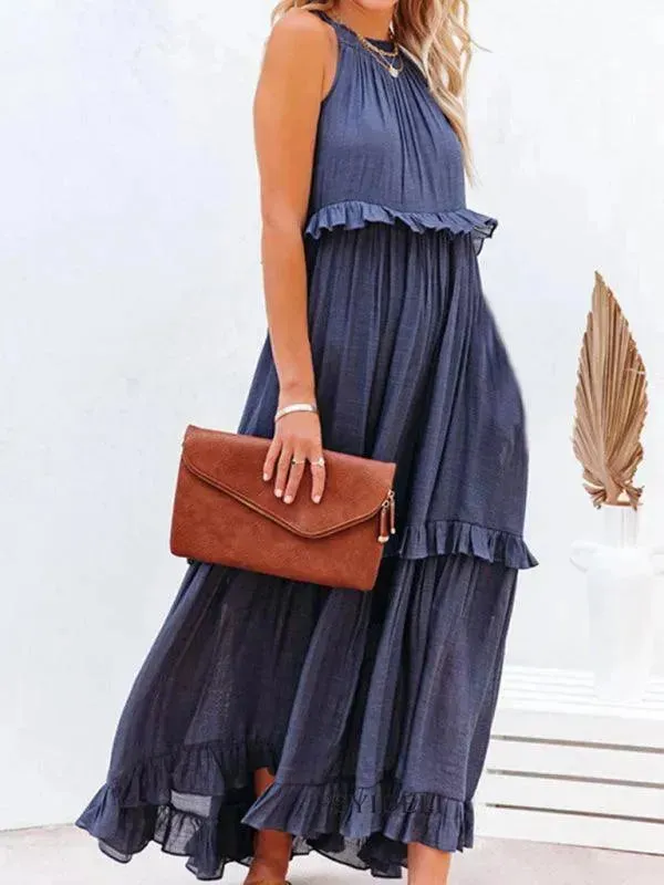 Sleeveless Ruffle Maxi Dress