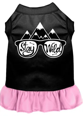 Stay Wild Screen Print Dog Dress Black With Light Pink Lg (14)